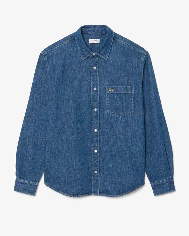 LACOSTE  CASUAL SHIRTS MALE ADULT WASHED DEEP