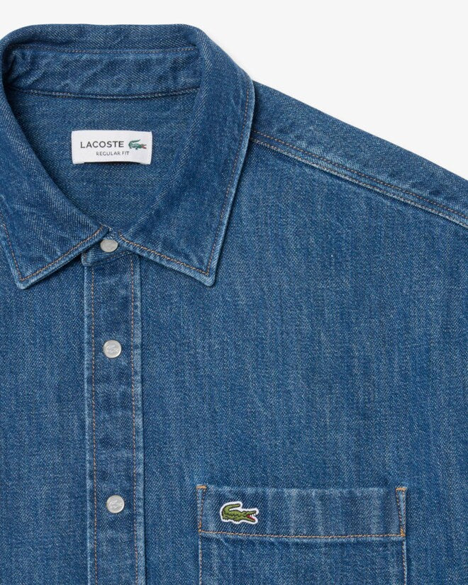LACOSTE  CASUAL SHIRTS MALE ADULT WASHED DEEP