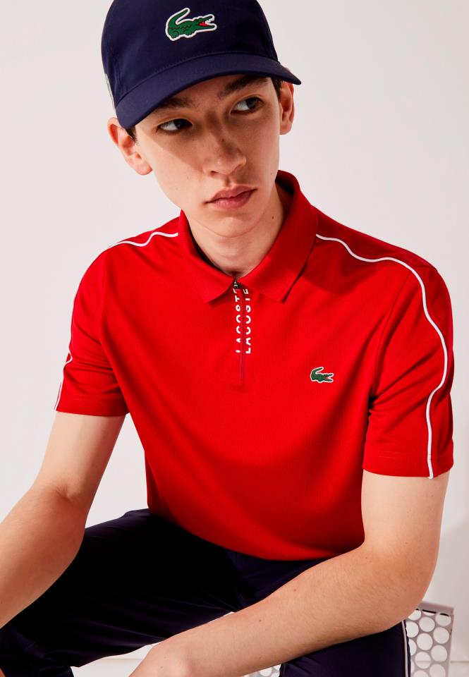 LACOSTE SHORT SLEEVED RIBBED COLLAR SHIRT