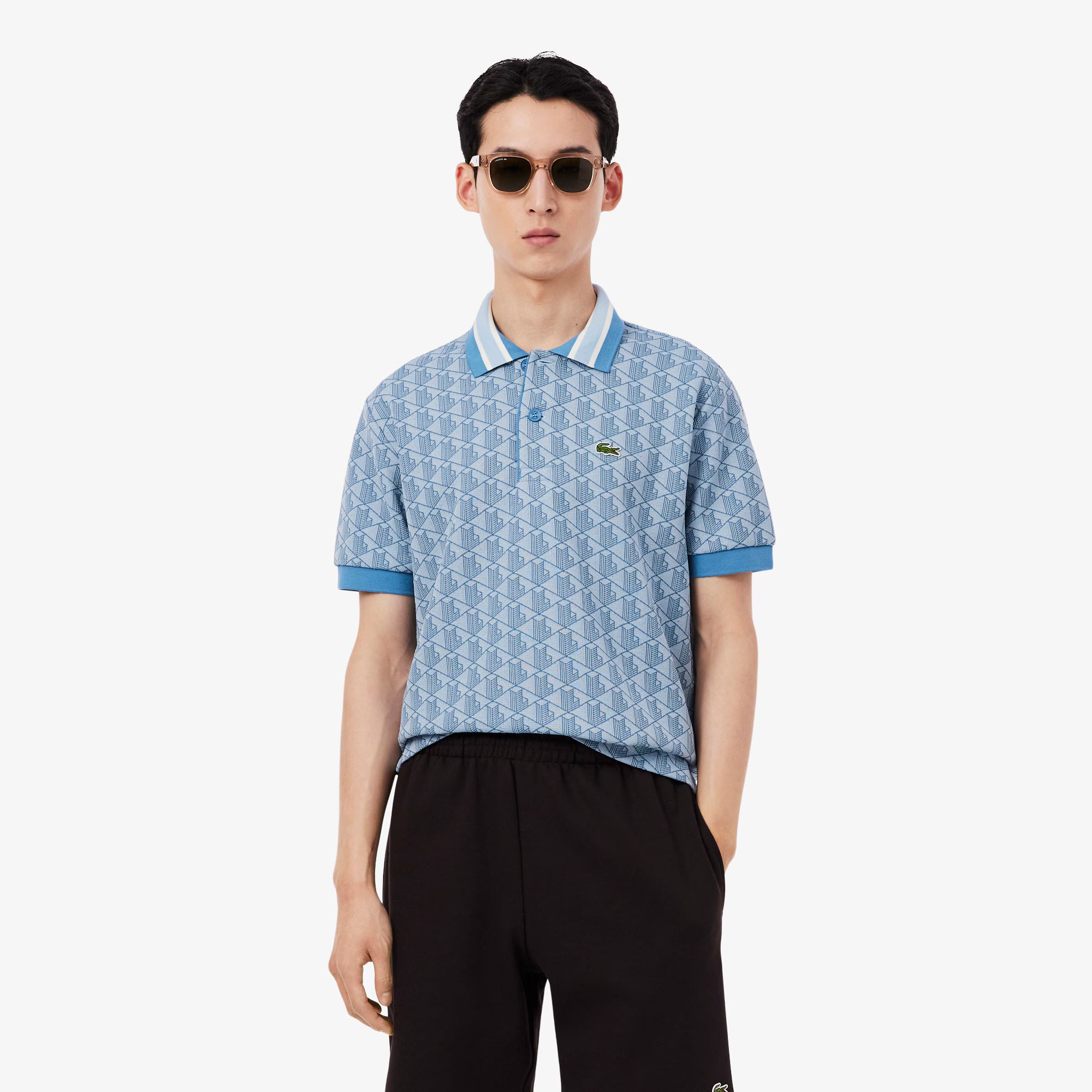LACOSTE RIBBED COLLAR SHIRT CROISSANT