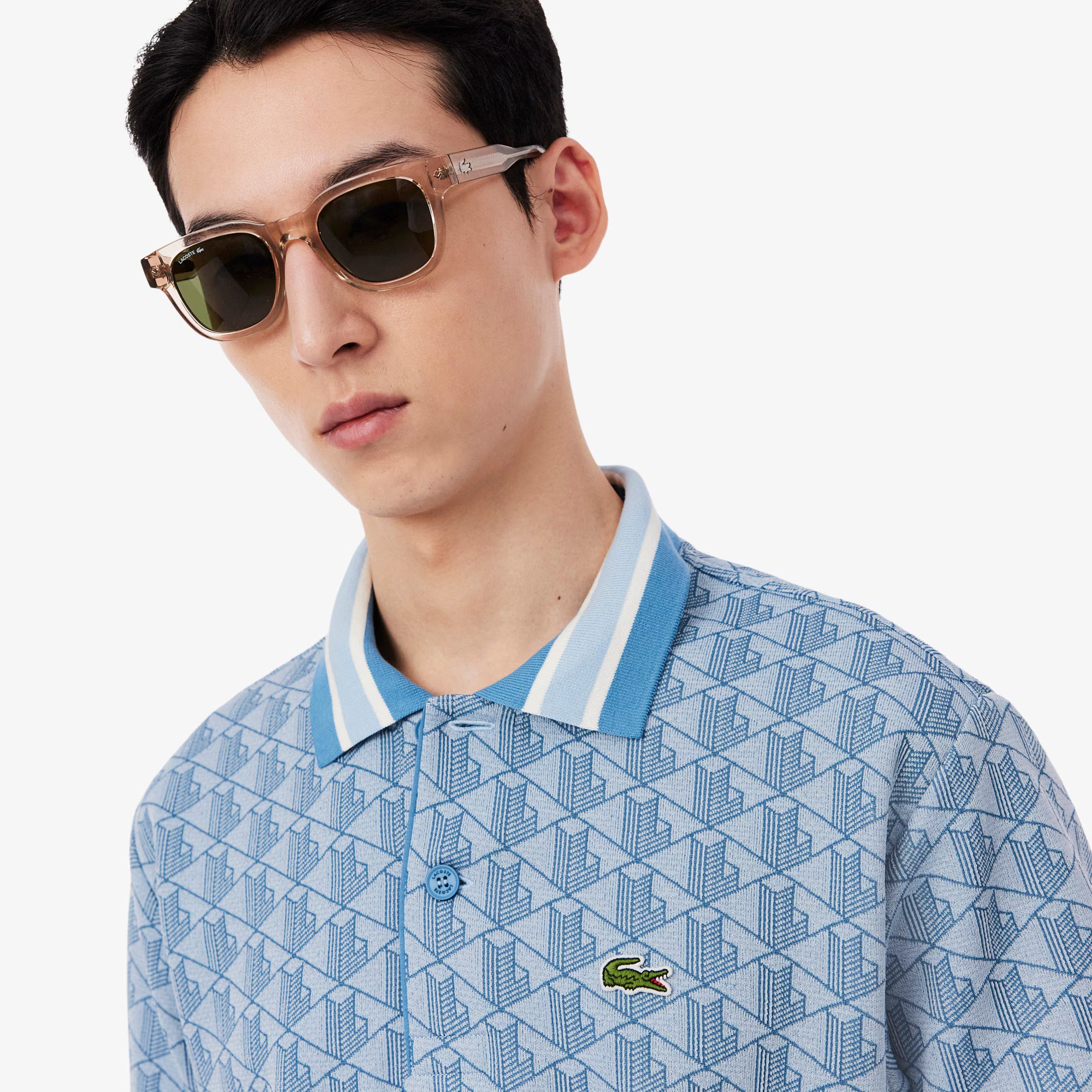 LACOSTE RIBBED COLLAR SHIRT CROISSANT