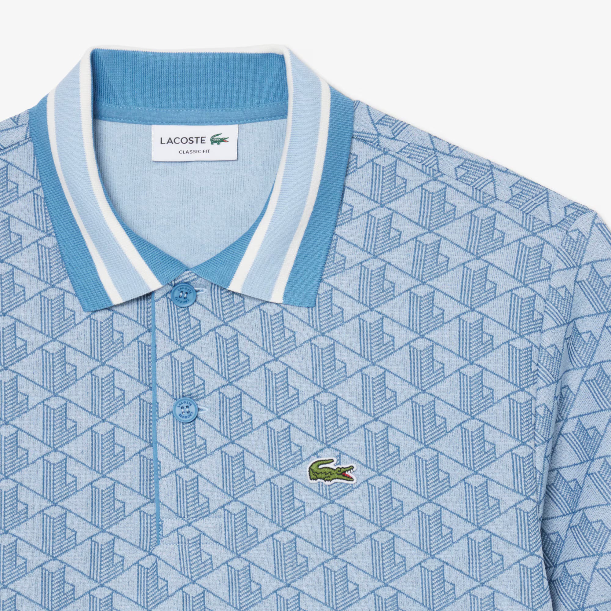 LACOSTE RIBBED COLLAR SHIRT CROISSANT