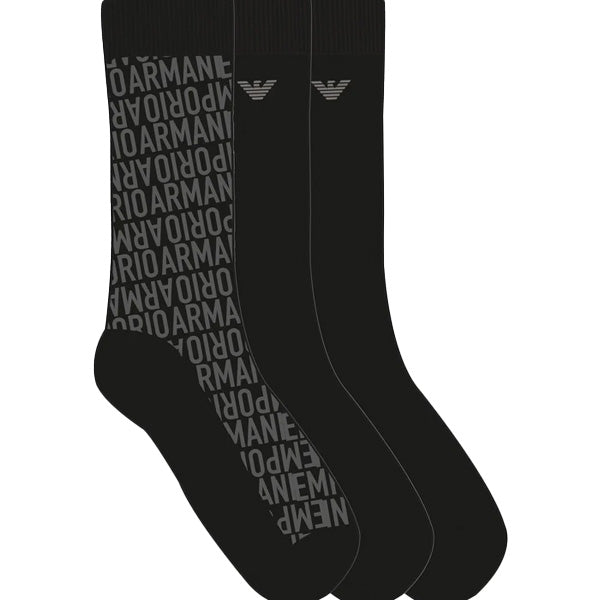 EMPORIO ARMANI SOCKS SET BLACK WRITTEN BLK BL