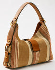 GUESS CAMDEN SHOULDER BAG CAMEL GREY MULTI