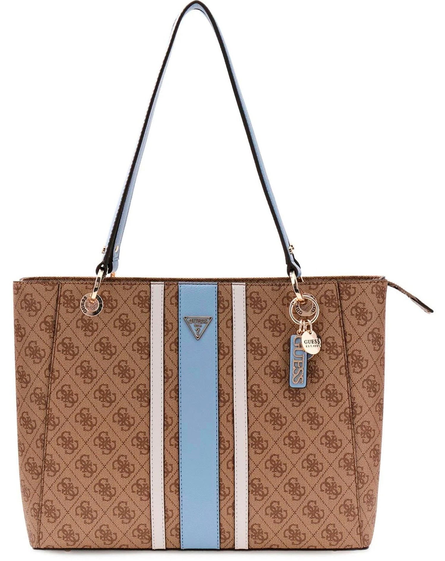 GUESS NOELLE II TOTE LATTE LOGO/LIGHT BLU