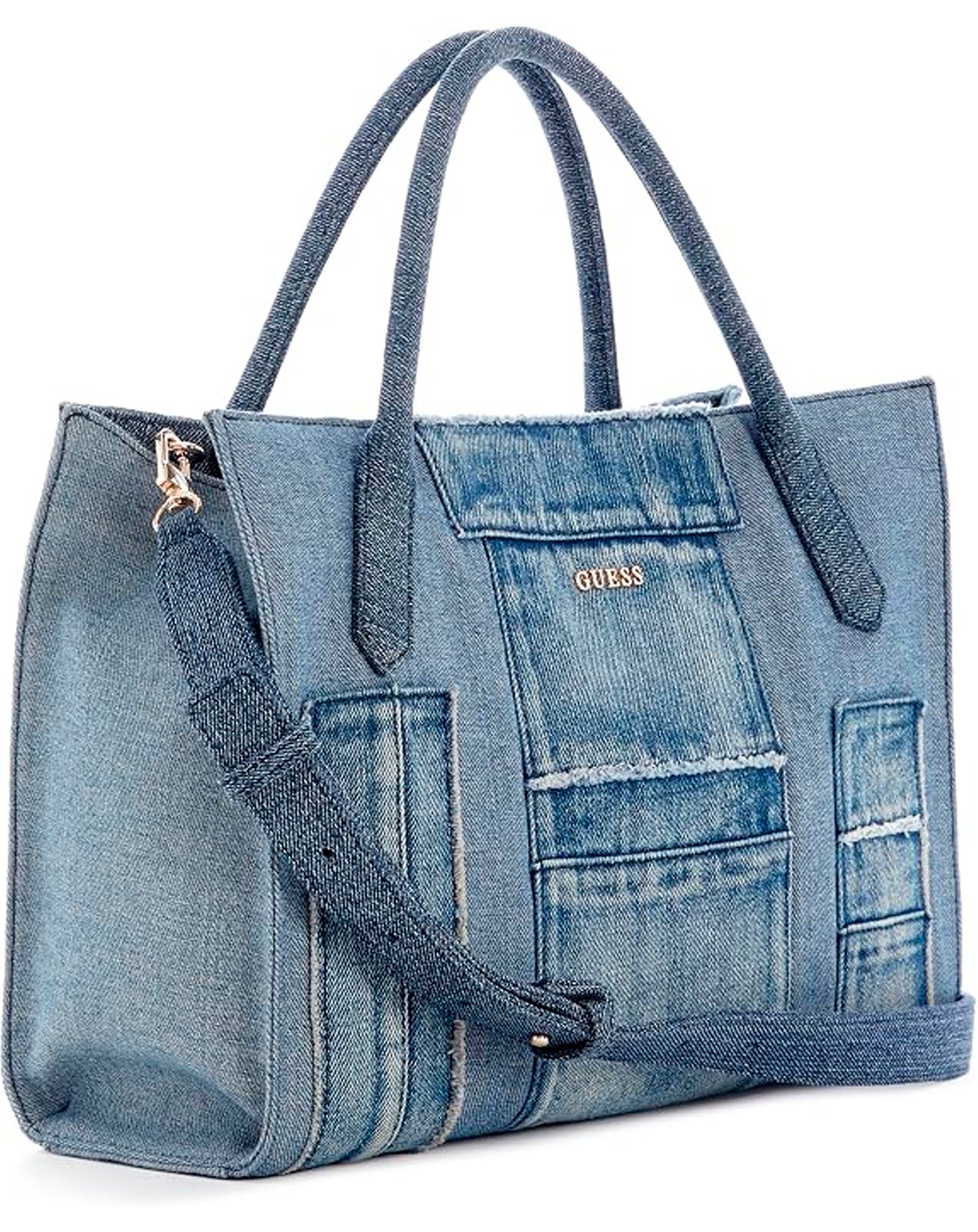 GUESS CAMDEN SHOULDER BAG DENIM MULTI