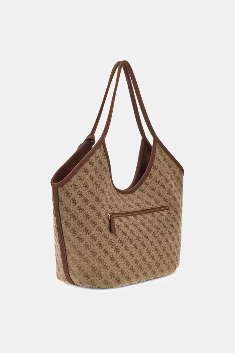 GUESS SAMANTHA GIRLFRIEND TOTE LATTE LOGO BROWN