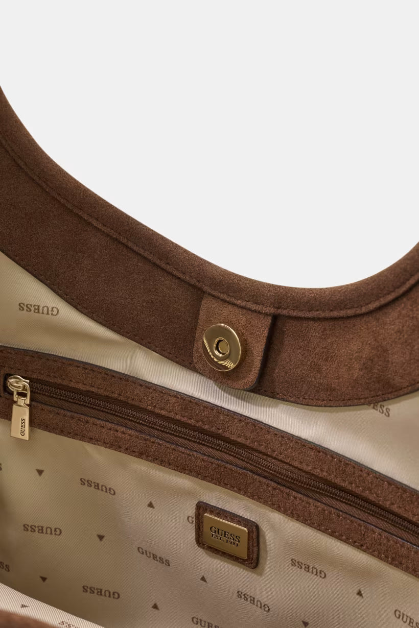 GUESS SAMANTHA GIRLFRIEND TOTE LATTE LOGO BROWN