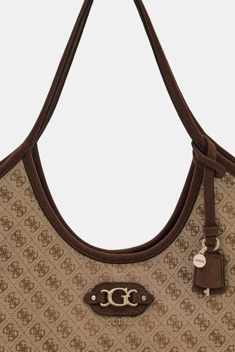 GUESS SAMANTHA GIRLFRIEND TOTE LATTE LOGO BROWN
