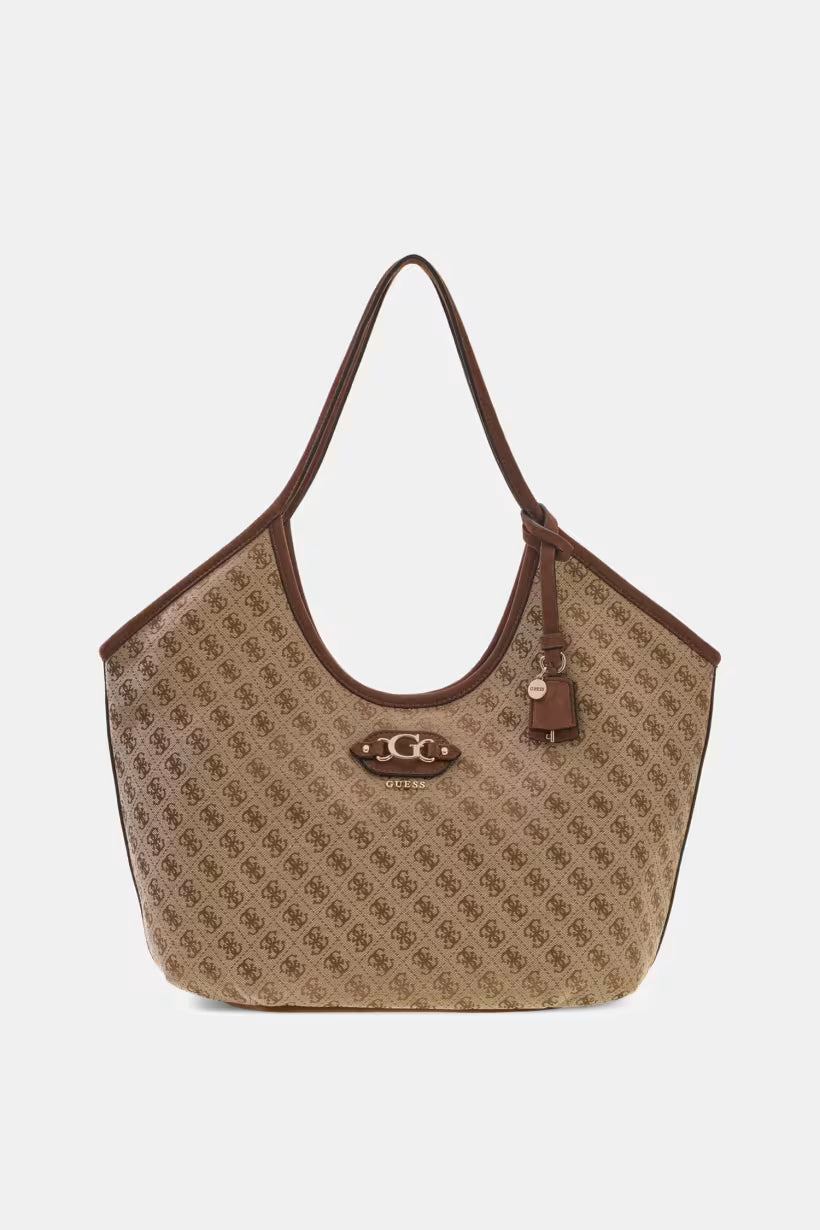 GUESS SAMANTHA GIRLFRIEND TOTE LATTE LOGO BROWN