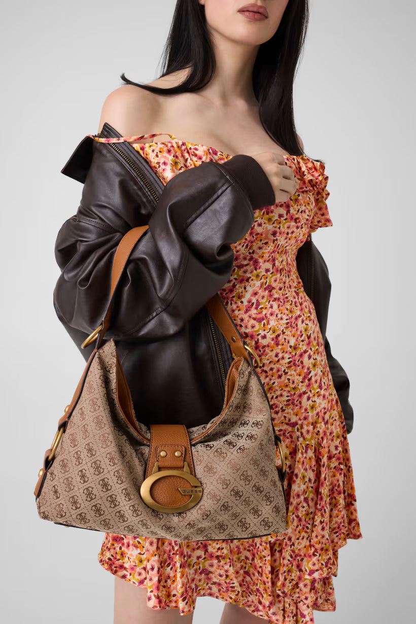 GUESS CAMDEN SHOULDER BAG COGNAC LOGO