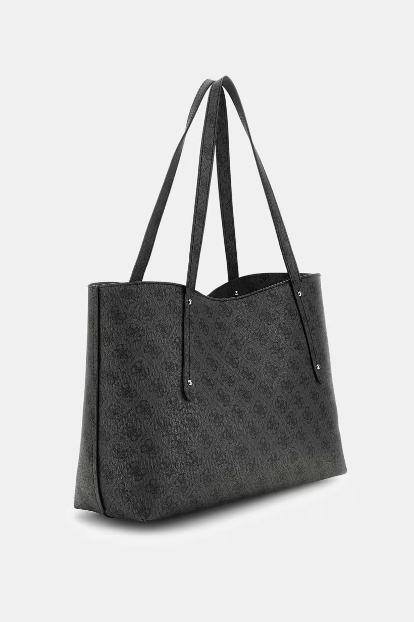 GUESS N BRENTON TOP ZIP TOTE COAL LOGO