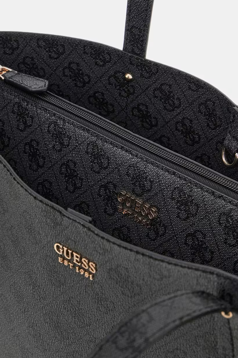 GUESS N BRENTON TOP ZIP TOTE COAL LOGO