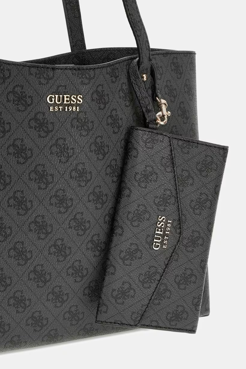 GUESS N BRENTON TOP ZIP TOTE COAL LOGO