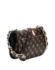 GUESS NELKA CROSSBODY FLAP MOCHA LOGO