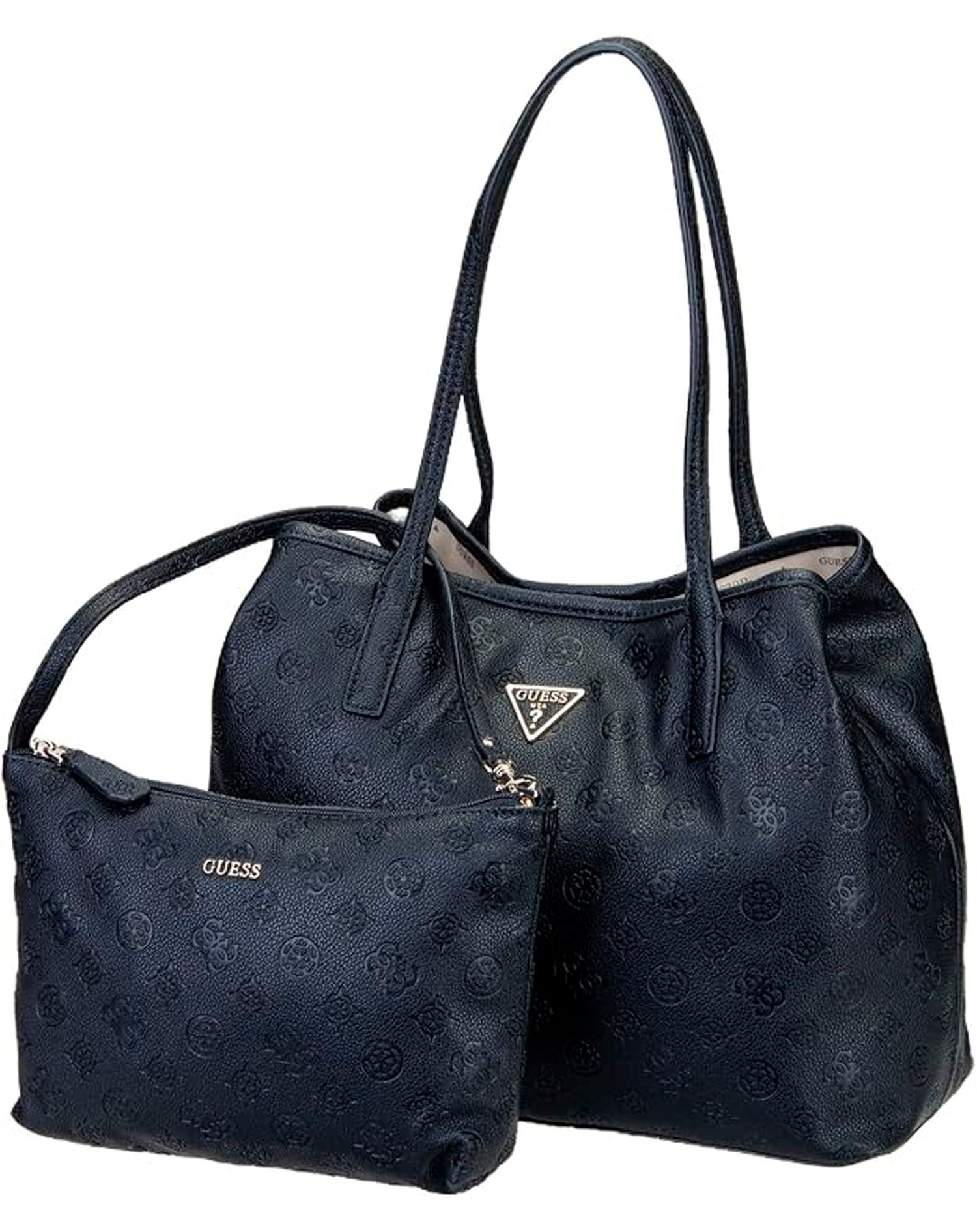 GUESS VICTTORIA 2 IN 1 TOTE BLACK LOGO