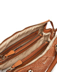 GUESS ADELASIA MULTI COMP SATCHEL CARAMEL