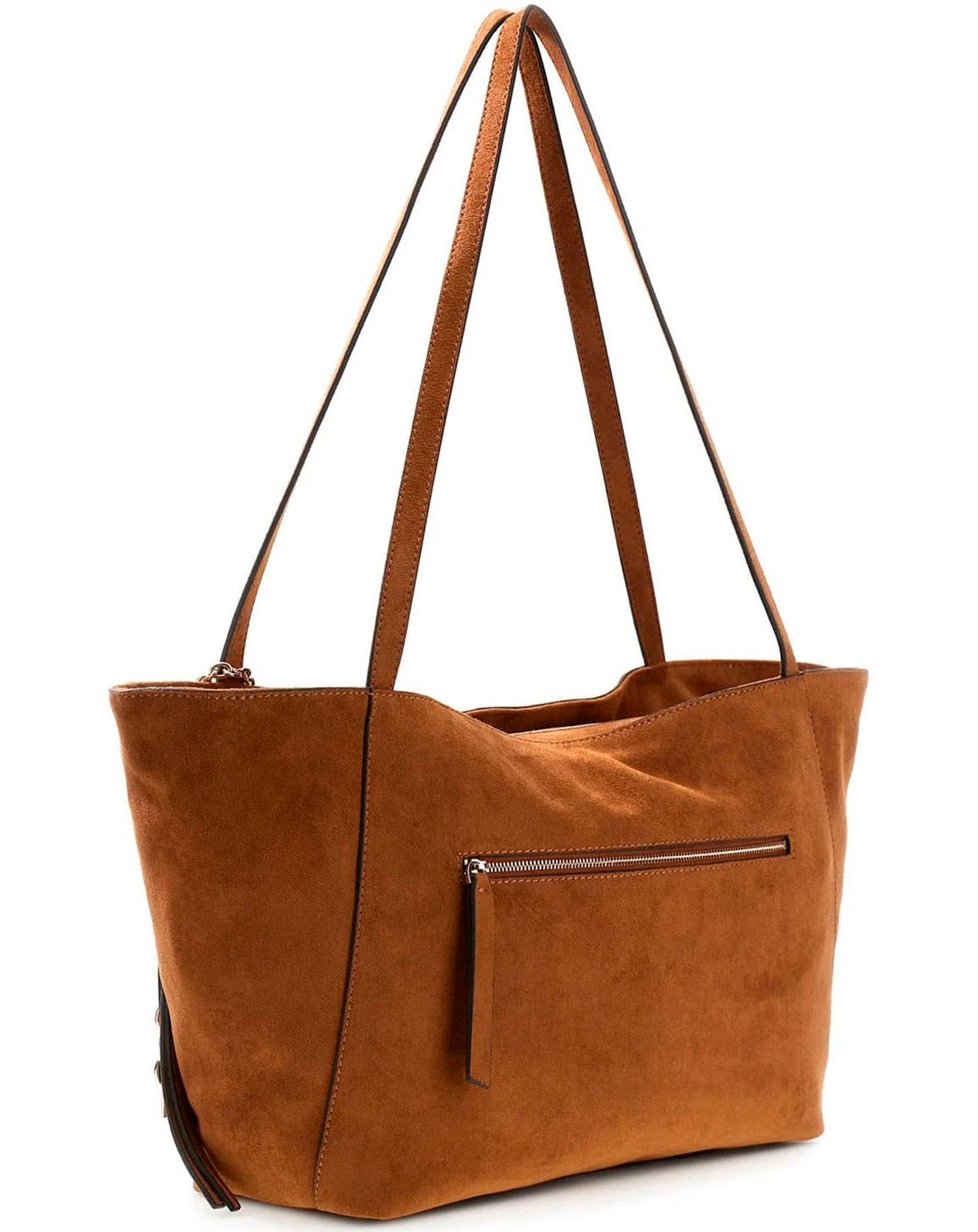 GUESS DEVON 3 COMP TOTE COGNAC