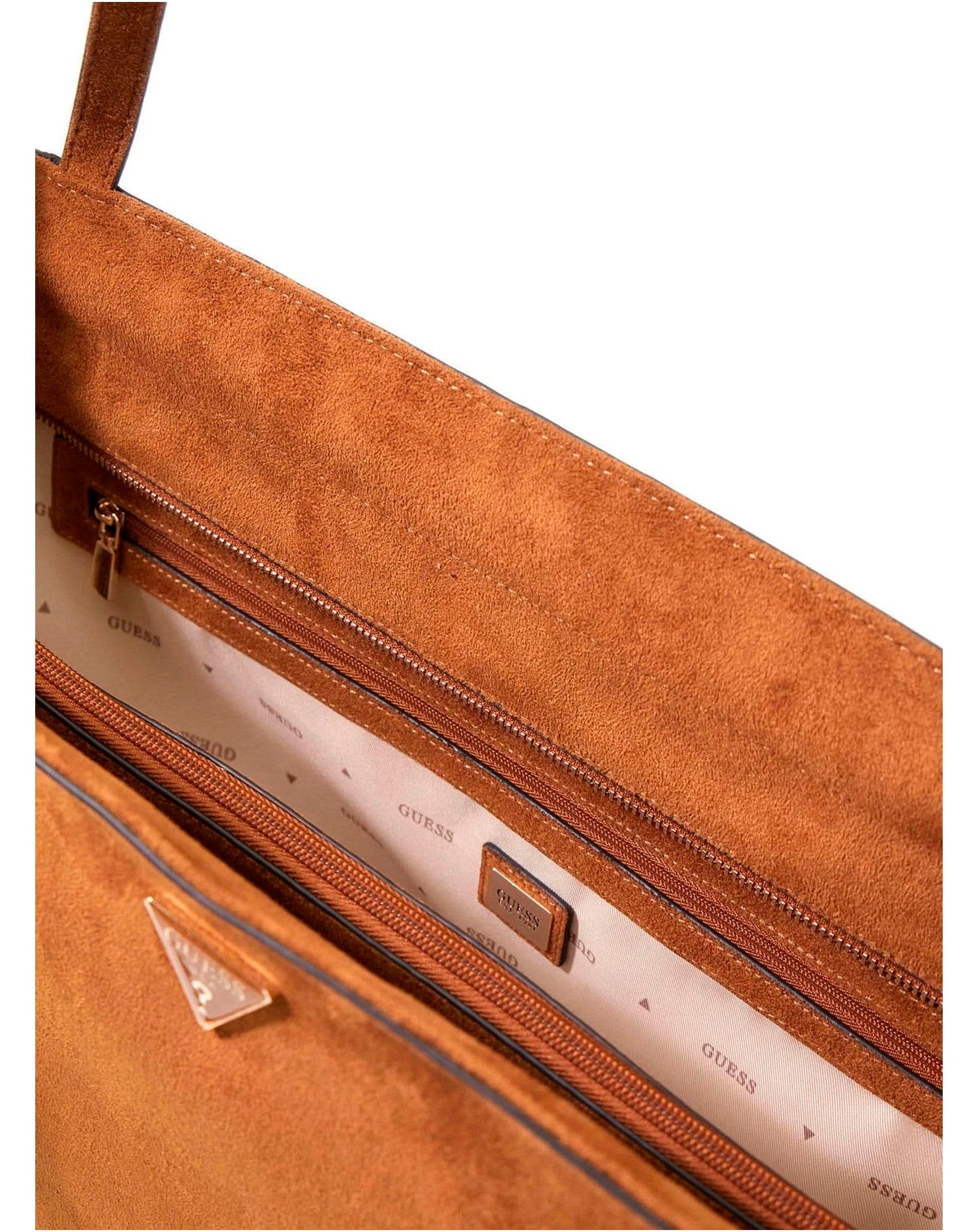 GUESS DEVON 3 COMP TOTE COGNAC