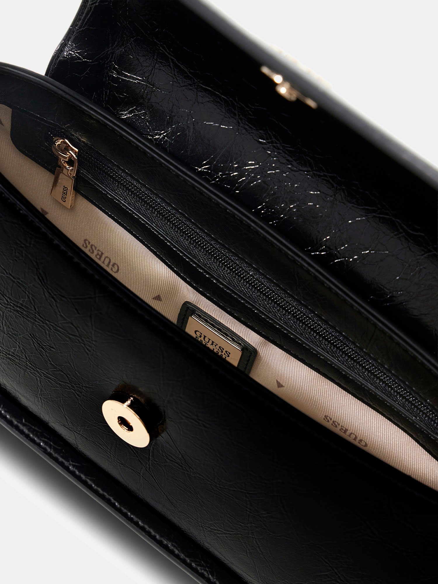 GUESS XENA FLAP SHOULDER BAG BLACK
