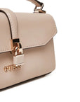 GUESS QUEENSLAND TOP HANDLE FLAP WHITE TAUPE