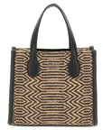 GUESS SILVANA 2 COMP MINI TOTE NATURAL BLACK