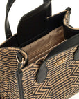 GUESS SILVANA 2 COMP MINI TOTE NATURAL BLACK