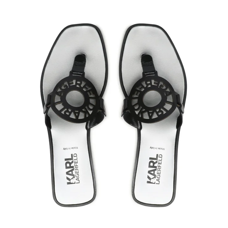 KARL LAGERFELD SKOOT RING LOGO TOE POST BLACK