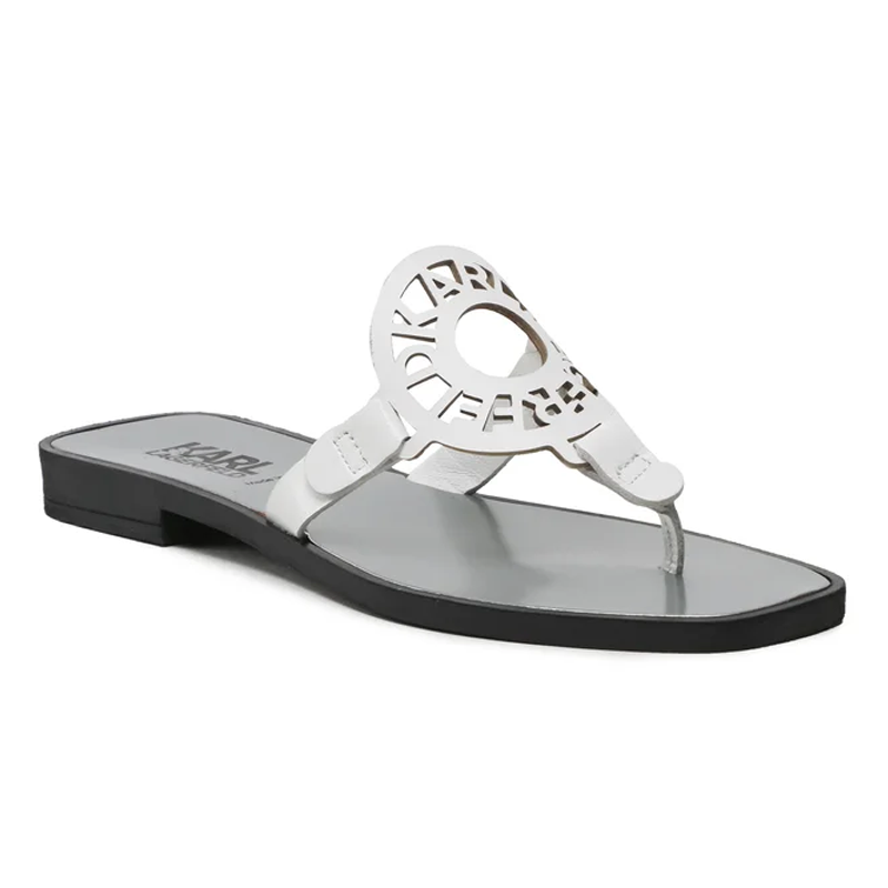 KARL LAGERFELD SKOOT RING LOGO TOE POST WHITE