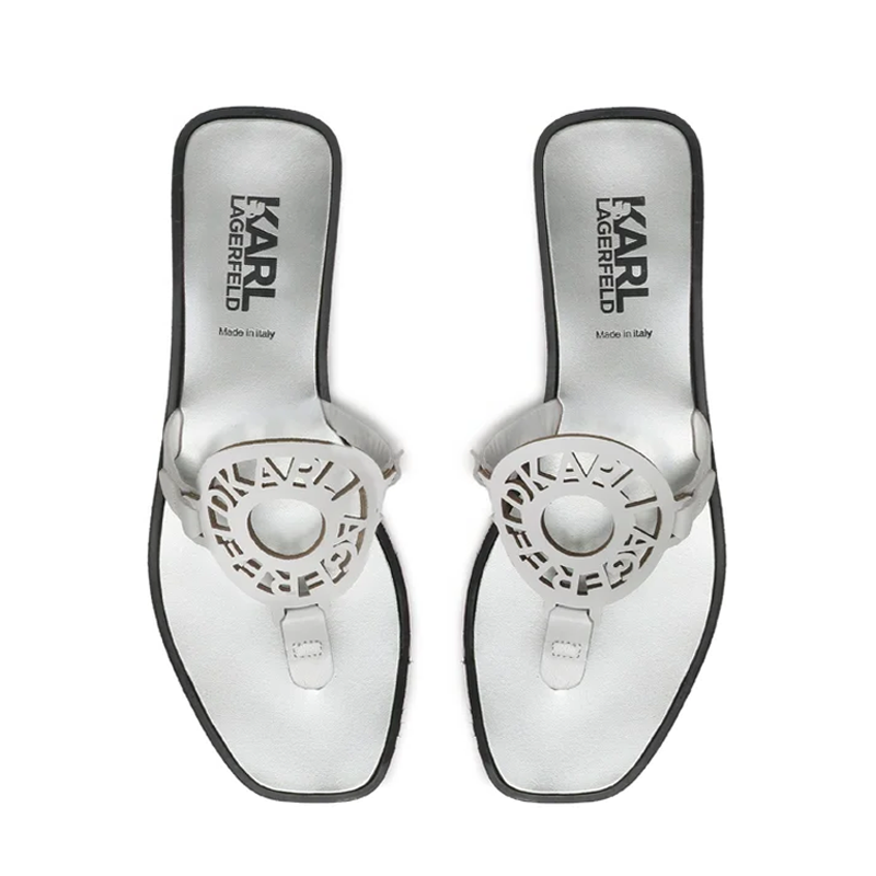 KARL LAGERFELD SKOOT RING LOGO TOE POST WHITE