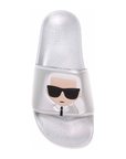 KARL LAGERFELD KONDO II IKONIC SLIDE SILVER RUBBER