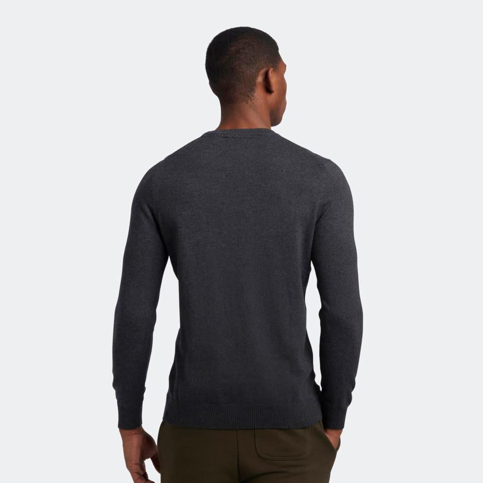 LYLE &amp; SCOTT CREW NECK C MERINO JUMPER CHARCOAL