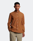 LYLE & SCOTT CHECKED POPLIN SHIRT VICTORY ORANGE/O