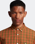 LYLE & SCOTT CHECKED POPLIN SHIRT VICTORY ORANGE/O