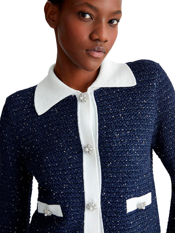 LIU JO CHAQUETA DE TEXTURA AZUL Y BLANCO