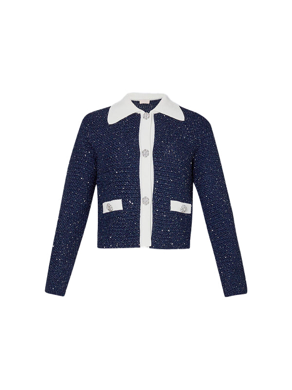 LIU JO CHAQUETA DE TEXTURA AZUL Y BLANCO