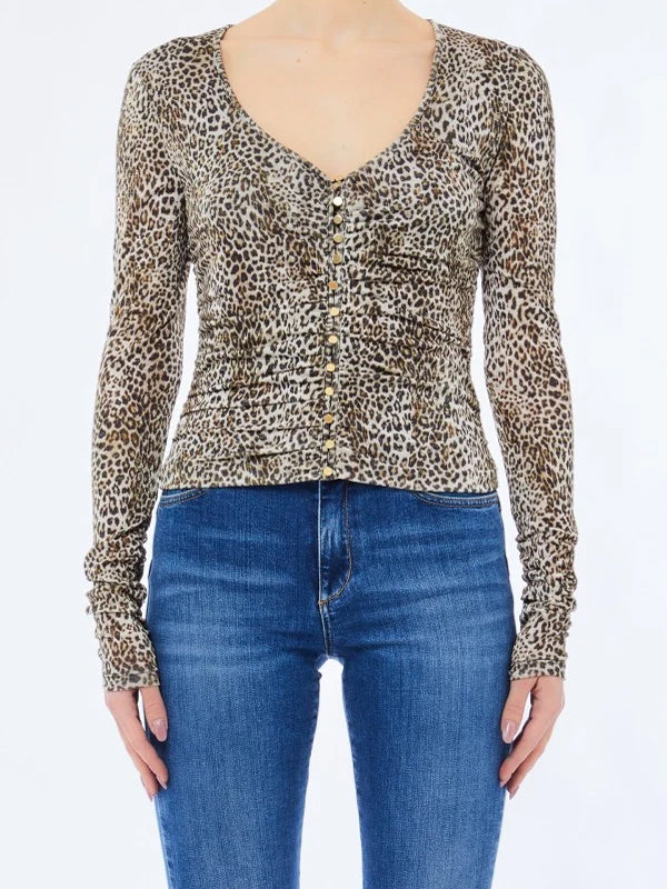 LIU JO T SHIRT MODA M L MICRO NATURLEOPARD