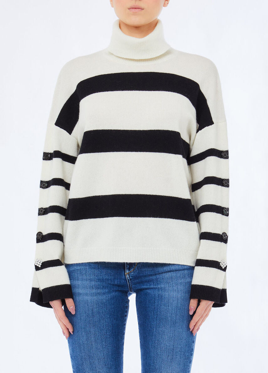 LIU JO ECS MAGLIA CHIUSA M/L BIANCO/NERO