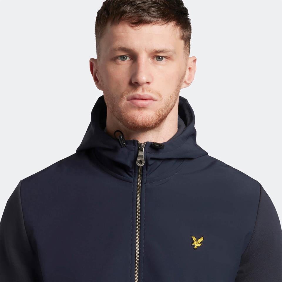 LYLE &amp; SCOTT SOFTSHELL JERSEY ZIP HOODIE DARK NAVY