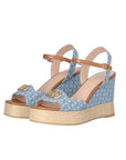 LIU JO SANDALIA ZEPPA EN DENIM MONOGRAM AZUL