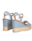 LIU JO SANDALIA ZEPPA EN DENIM MONOGRAM AZUL