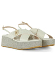LIU JO FLO 03 - SANDAL CALF LEATHER/GLITTER MILK