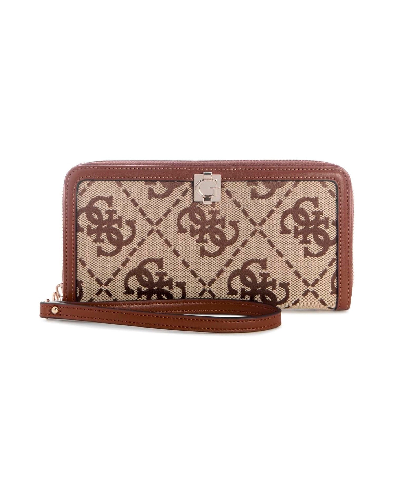 GUESS AUDREY LOGO SLG LRG ZIP AROUND LATTE LOGO