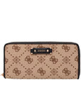 GUESS DOROTHY SLG LARGE ZIP AROUND LATTE LOGO BLAC