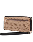 GUESS DOROTHY SLG LARGE ZIP AROUND LATTE LOGO BLAC
