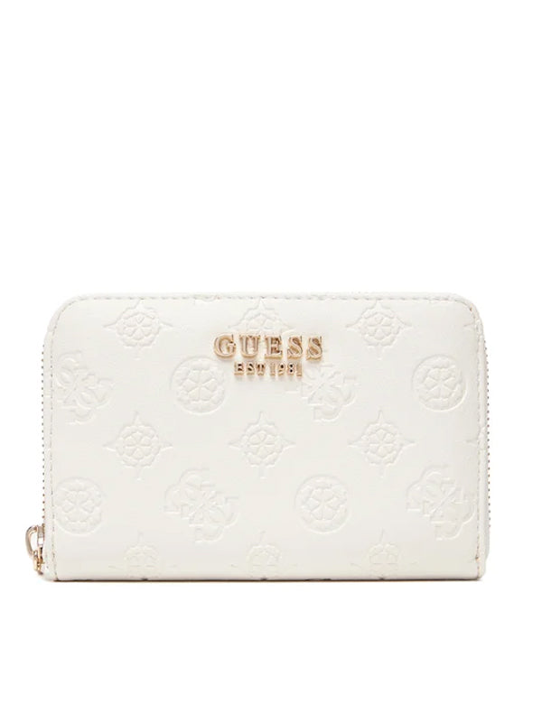 GUESS PHOEBE SLG MEDIUM ZIP AROUND OFF WHITE LOGO