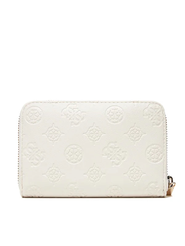 GUESS PHOEBE SLG MEDIUM ZIP AROUND OFF WHITE LOGO