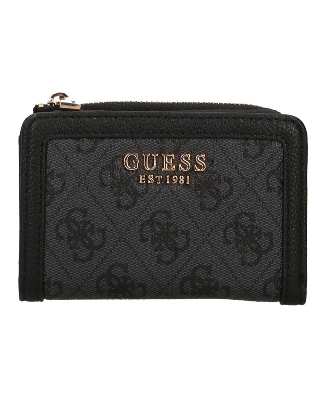 GUESS LINDSEY SLG ZIP ARND CARD CASE COAL LOGO