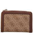 GUESS LINDSEY SLG ZIP ARND CARD CASE LATTE LOGO