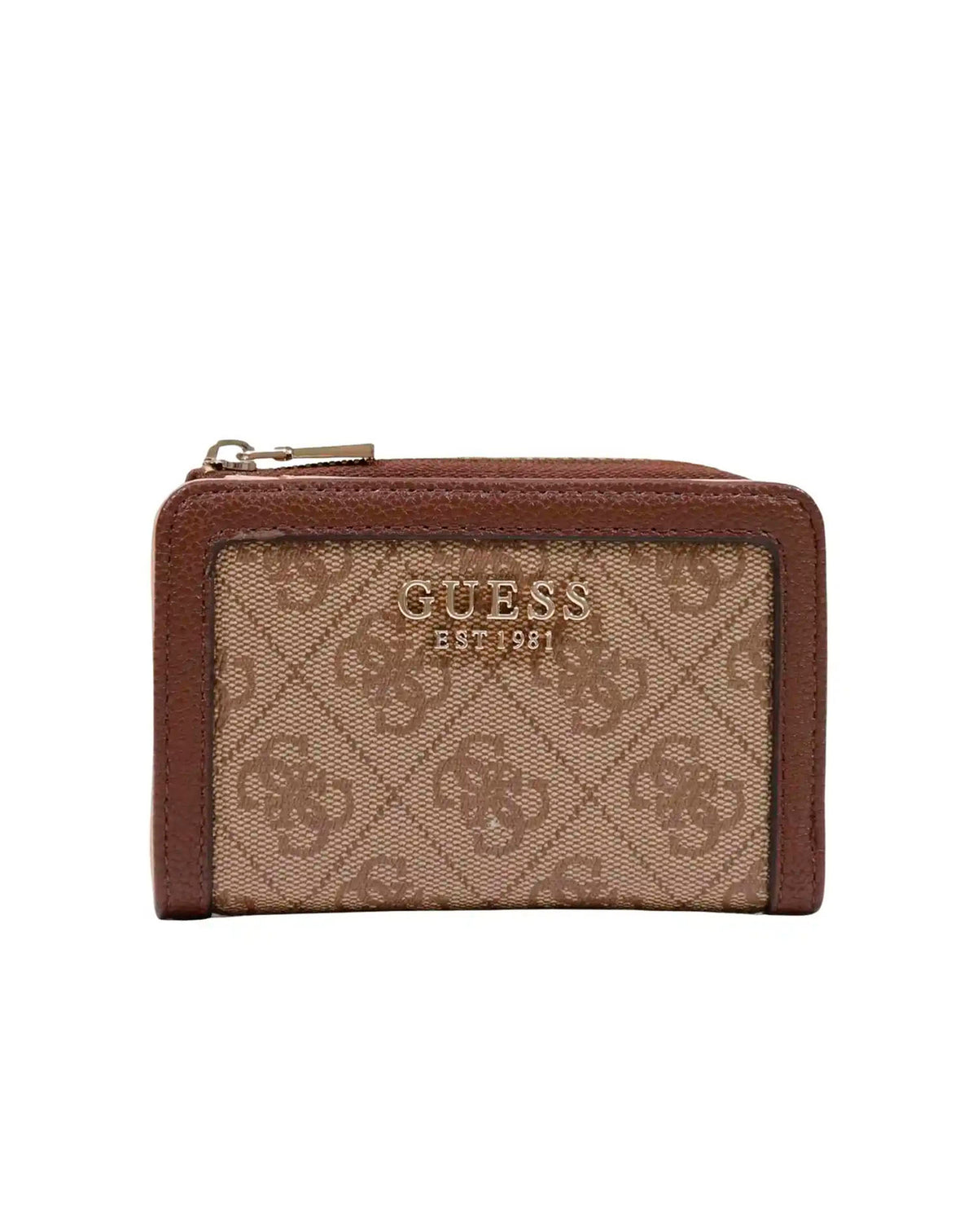 GUESS LINDSEY SLG ZIP ARND CARD CASE LATTE LOGO